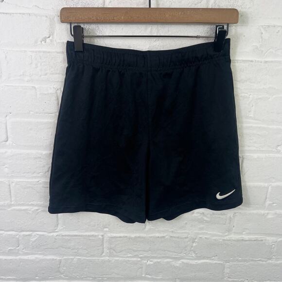 Nike Women's Dri Fit Elastic Waist Athletic Short Solid Black Size Large - Picture 1 of 5